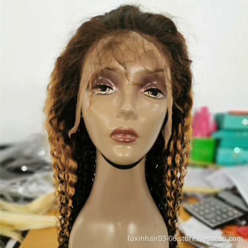 Water Wave Highlighed Lace Frontal Wig Highlight Human Hair Film Lace Wigs 13x4 Blonde Highlights Colored French Hd Lace Wig
